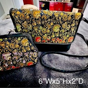 Sm Black & Tapestry Bag with matching Coin Purse